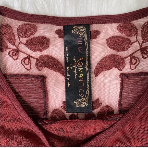 SOLD-Free People Mesh Lace Burgundy Tunic - Picture 6 of 8